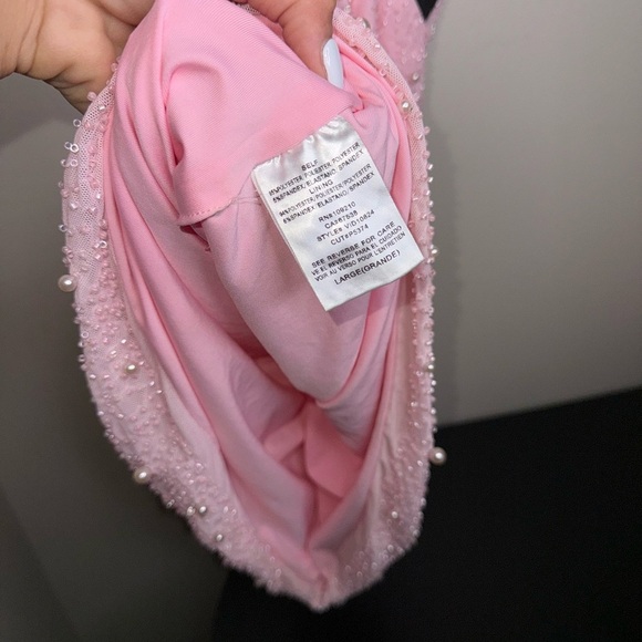 Windsor Keira Faux Pearl Strappy Open Back Blush Beaded Mini Dress - Picture 6 of 8